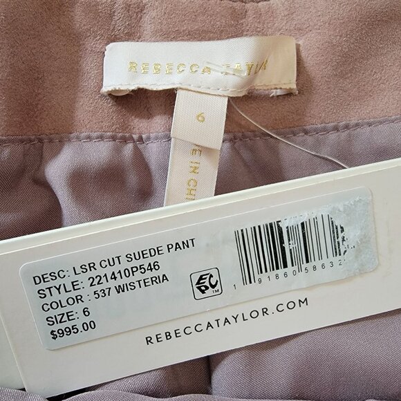 Rebecca Taylor Suede Pants Womens 6 Mocha Contemporary Boho Western Lace - Picture 5 of 10